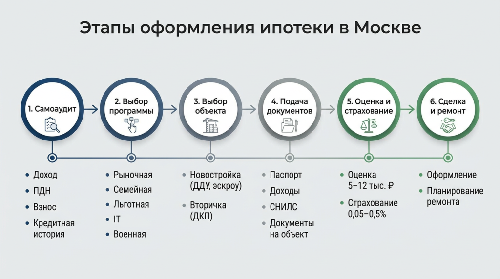 Этапы оформления ипотеки в Москве